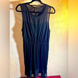 H&M basic black knit dress, sleeveless, excellent layer piece w sheer details